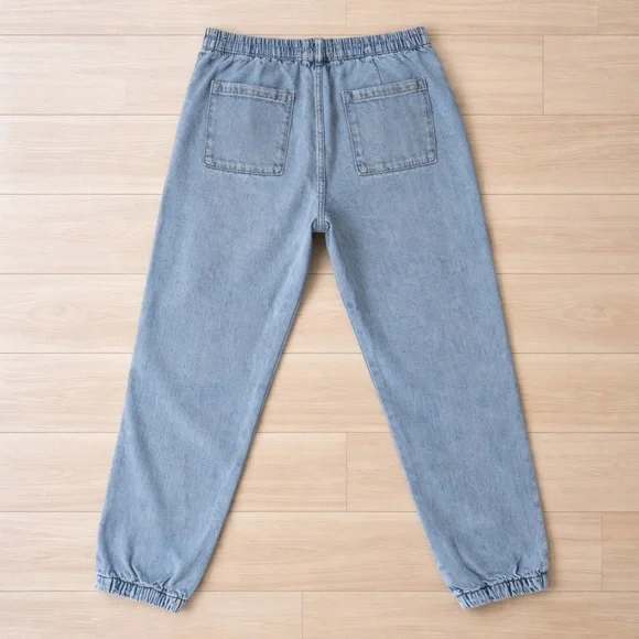 GAP High Rise Girlfriend Utility Light Denim Joggers - Medium - Picture 2 of 5